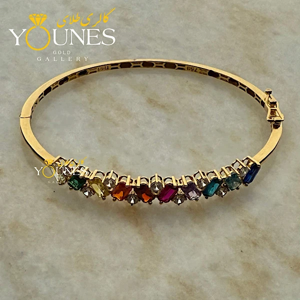 النگو طلا پایه جواهری نگین خاص رنگی